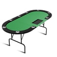 thumbnail image 1 of CazToi Table de Poker Ovale de 81,5 Pouces avec 9 Porte-Gobelets en Acier Inoxydable Table de Blackjack Table de Jeu Pliable, 1 of 10