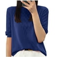 thumbnail image 2 of QUNYINEY Casual Women's Tops Short Sleeve Pullover Crew Neck Solid Shirts Loose Knit Women Shirts, 2 of 3