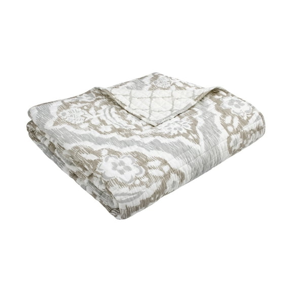 Levtex Home - Becker Taupe - Throw - Ikat - Taupe, Grey and Cream - Quilted Throw (50x60in.) - Cotton