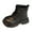 Black, variant on Girls Leather Ankle Combat Boots Toddler Kids Wide Toe Box Lace Up Riding Booties Platform Non Slip Motocycle BootsBlack Size 1 Big Kids