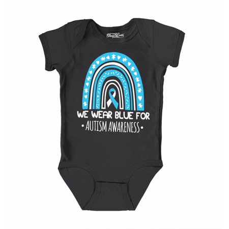 

Shop4Ever We Wear Blue for Autism Awareness Rainbow Baby s Bodysuit Infant Cotton Romper 12 Months Black