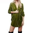 thumbnail image 2 of Valueadd Women's Shirts Velvet Long Sleeve Pocket Casual Shirt Dress, 2 of 6