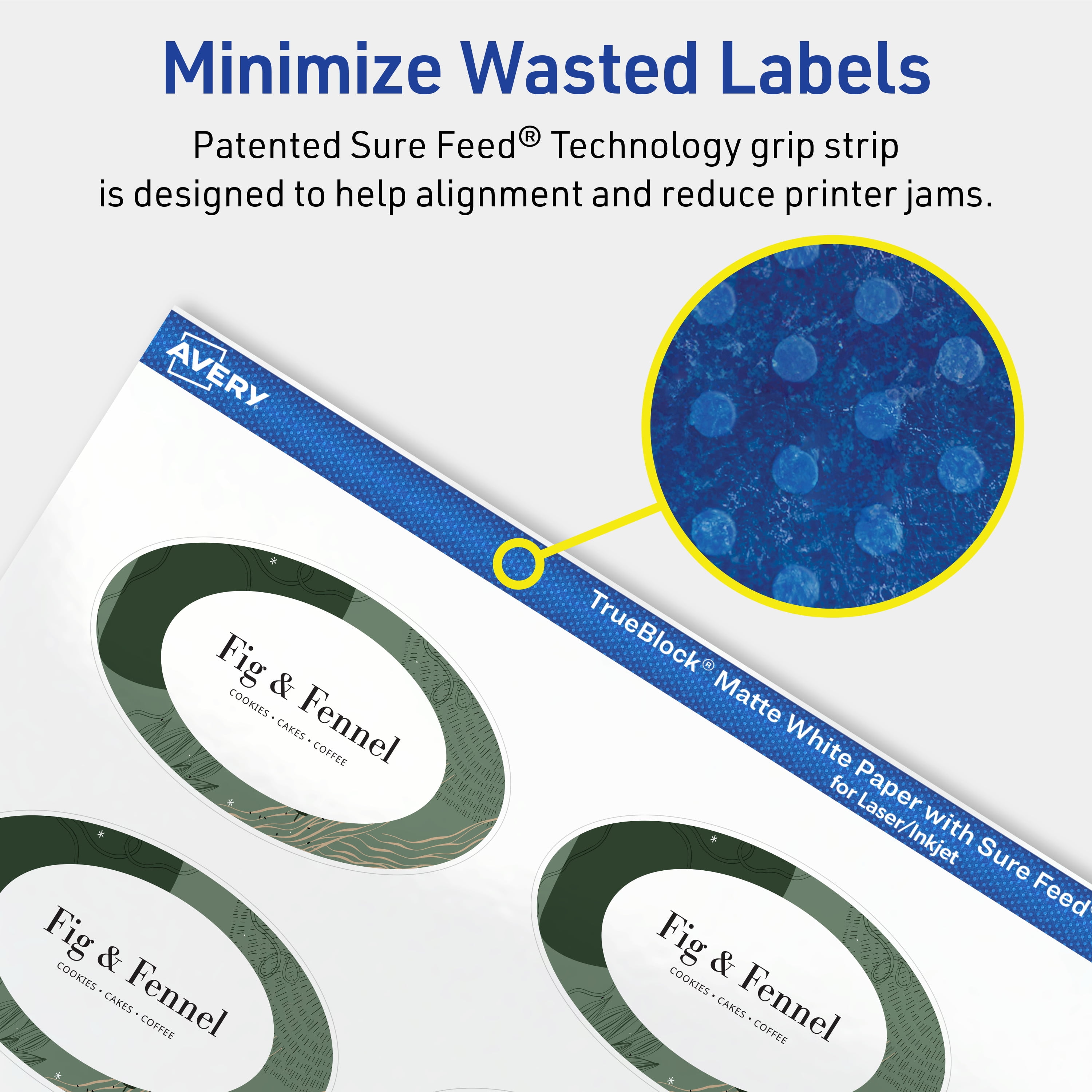 Avery TrueBlock Oval Labels, 1.5" x 2.5", 450ct
