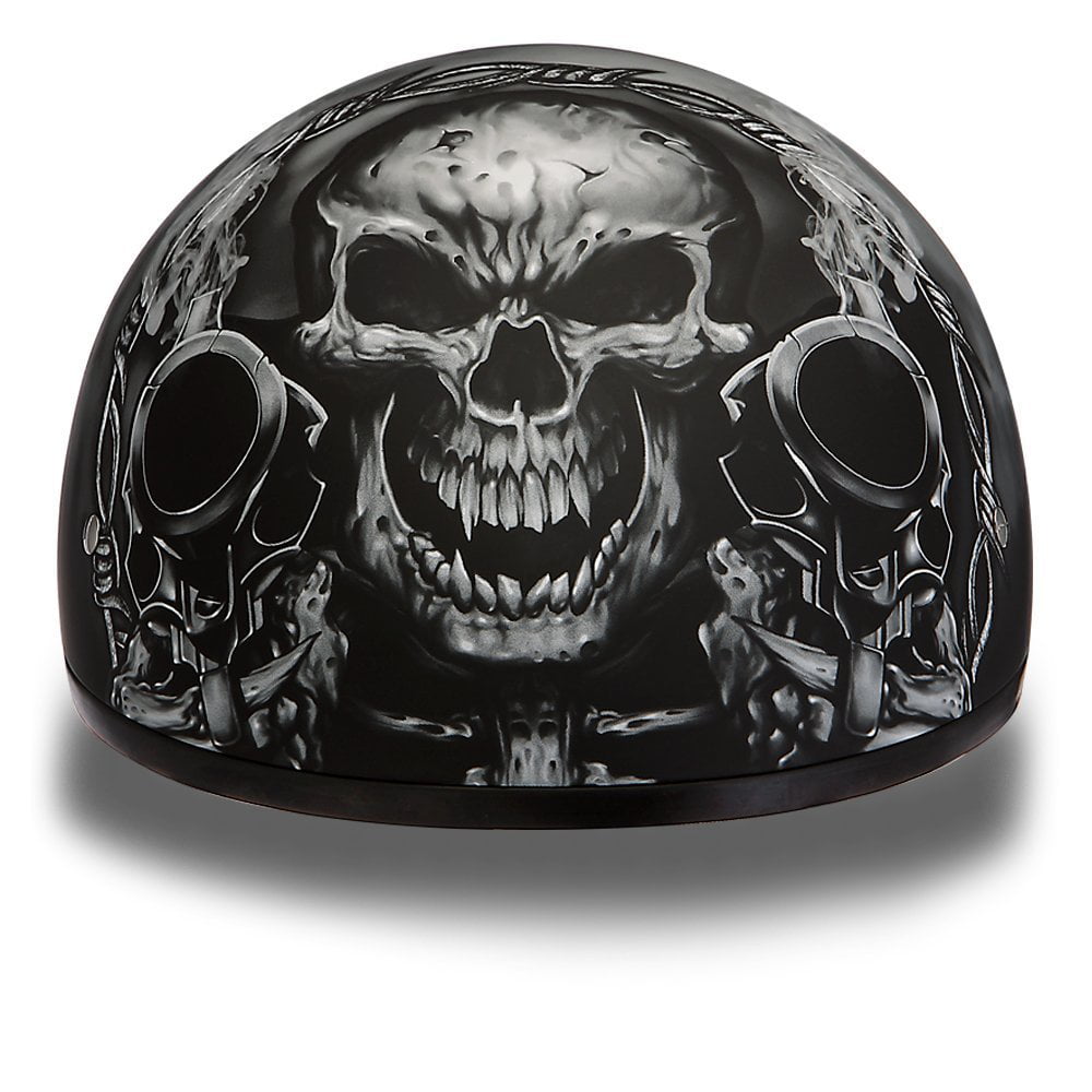 DAYTONA DOT Slim Line Skull Cap 1/2 Half Motorcycle Helmet Graphics 21 Styles - Walmart.com