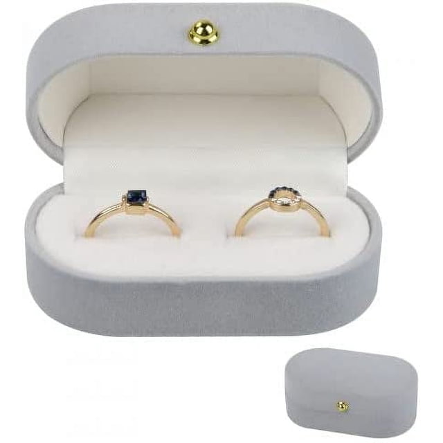 Perfecto para bodas y compromisos, joyero para niñas, almacenamiento seguro, elegante estuche de terciopelo para anillos