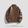 thumbnail image 6 of ZCFZJW Mens Leather Jacket Vintage Oversized Black Leather Jacket Fall Winter Long Sleeve Casual Zip-Up Jacket with Pockets Coffee L, 6 of 6