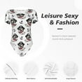 thumbnail image 4 of KLL Women 's Crew Neck Bodysuit Jumpsuits Pirate Puppy Print Short onesies Stretch T Shirts, 4 of 7