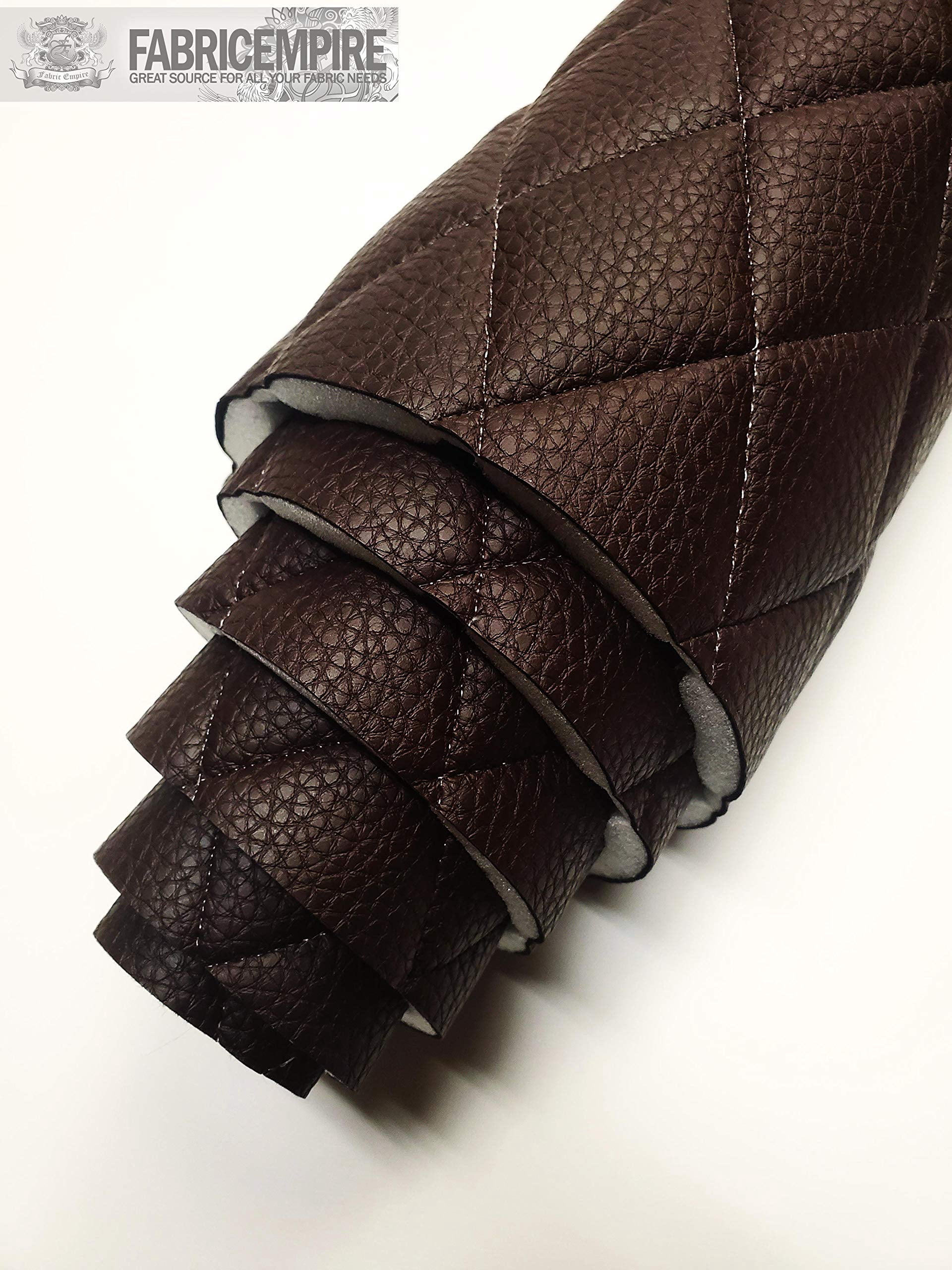 Quilted Vinyl Padded Upholstery Fabric w 3/8" Foam Backing Pebble Grain 2"x3" Diamond /52" Wide/Continuous Yard/ Boat Seats, Jet Ski Seat Covers, Rv Wall Panels, Golf Cart Seat Cushions (Chocolate)