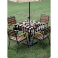 thumbnail image 4 of Outdoor Tablecloth with Umbrella Hole for Patio/Picnic/Party/Camping, Cabin Elk Forest Waterproof Table Cloth Square Cover Washable, Farmhouse Pine Tree Black Plaid (60"x 60"), 4 of 9
