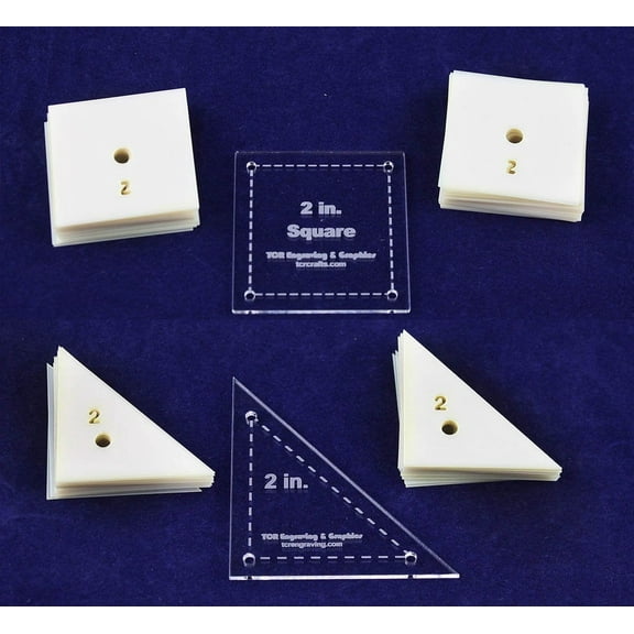 Mylar 2" Square & 2" RightTriangle 102 Piece Set - Quilting / Sewing Templates