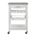 thumbnail image 4 of Linon Neyrey Mobile Kitchen Island, White Finish with Gray and White Speckled Granite Top, 4 of 13