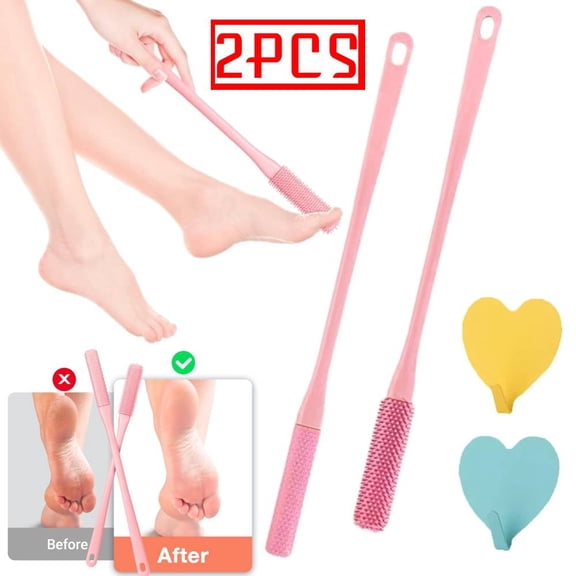 2 PCS Toe Gap Cleaning Brush, Toe Gap Cleaning Brush Long Handle, Toe Scrubbers for Use in Shower, 15.7" Foot Scrubber with Long Handle Silicone Foot Brush