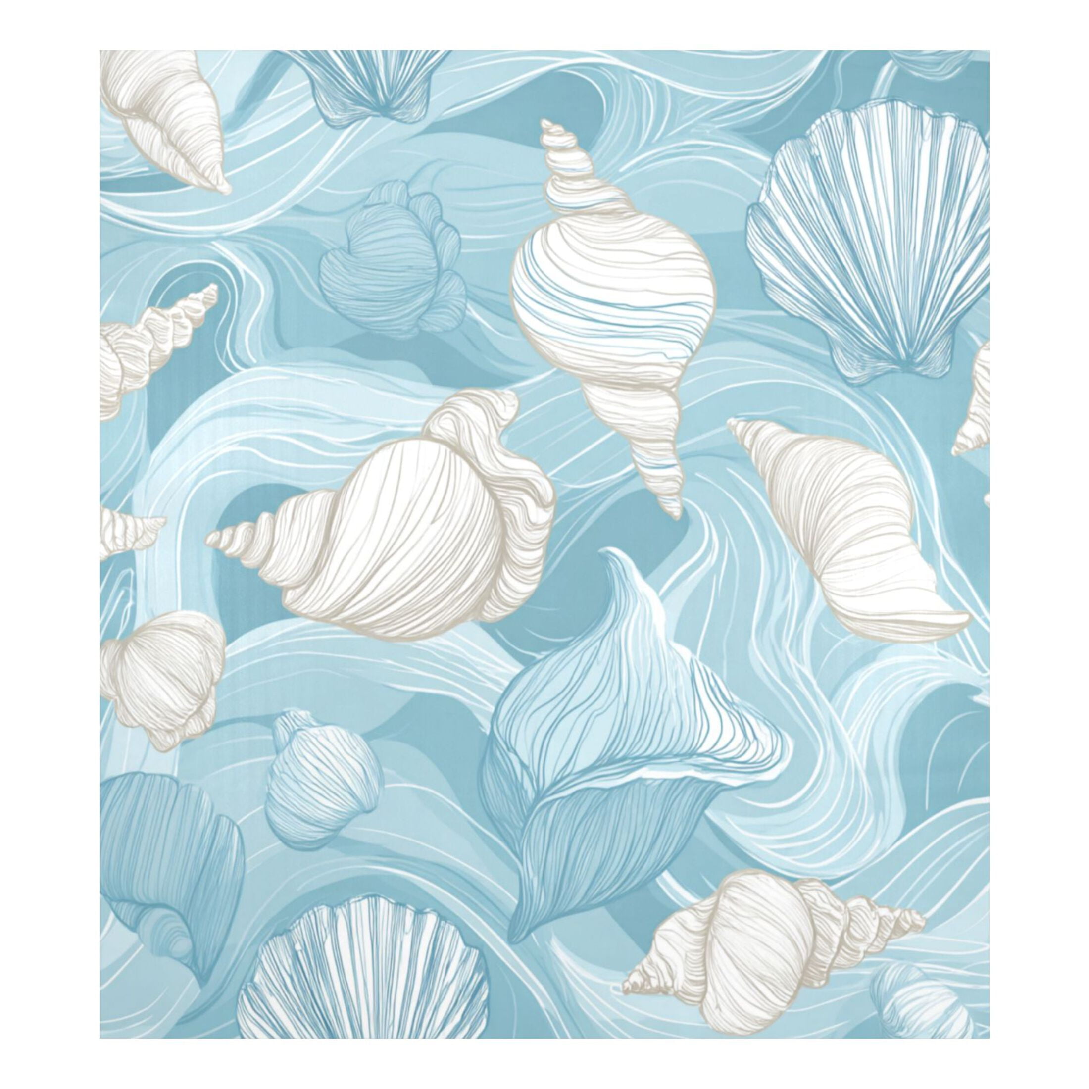 Dishwasher Magnetic Refrigerator Magnet Cover Sticker Home Decorative 23"x26" Seashells and Sea Waves Pattern