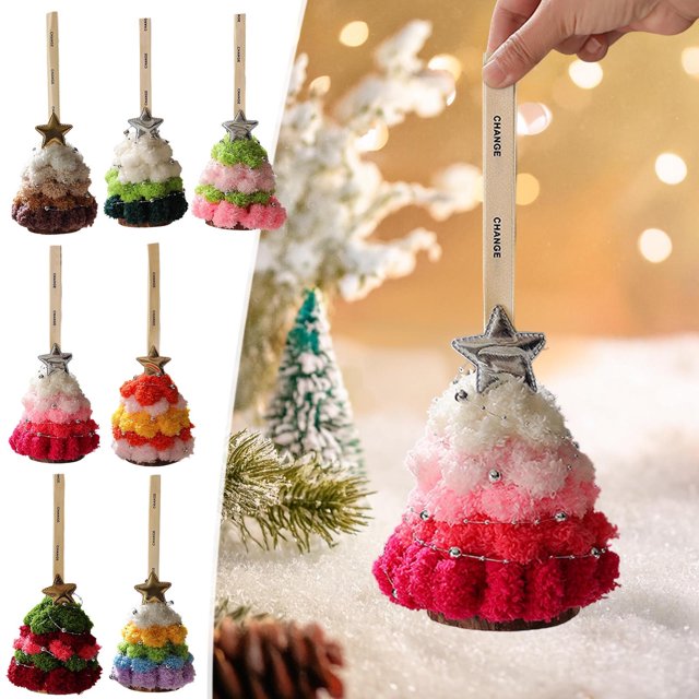 Adorno de árbol de Navidad | Decoración colgante de felpa de punto con estrellas | Material suave y acogedor | Versátil para Árboles Coronas de Exhibición | Incluye lazo para colgar | Acentos