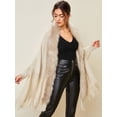 thumbnail image 3 of Women's Faux Fur Collar Cloak Knit Capes Shawl Tassel Batwing Sleeve Open Front Cardigans Sweater Coat, 3 of 5