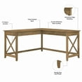 thumbnail image 4 of Bush Furniture Key West 60" L Shaped Desk, Reclaimed Pine, 4 of 7