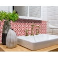 thumbnail image 3 of 5" x 5" Brick Red And White Scroll Peel and Stick Removable Tiles, 3 of 5