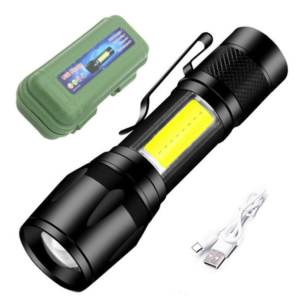 Lampe Torche Tactique Rechargeable USB - Zoom 3 Modes - LED XPE/COB - Mini Et Puissante