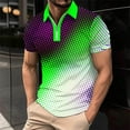 thumbnail image 1 of Chemises pour Hommes Décontractées Imprimées Manches Courtes Col Rabattu Fermeture à Glissière T-Shirt Blouse Tops, 1 of 1