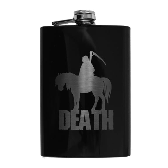 8oz BLACK Death Four Horsemen of the Apocalypse Flask L1