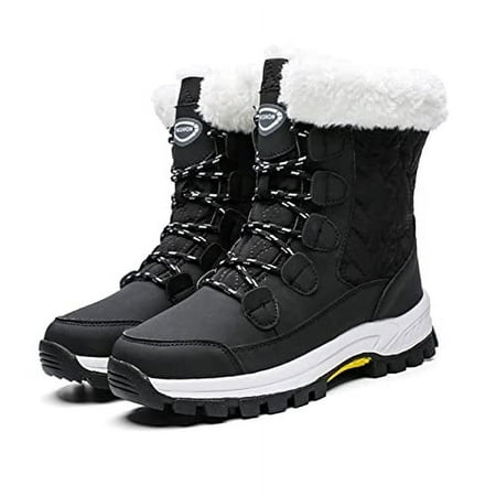 

hotio 2024 Womens Snow Boots Winter Waterproof Warm Fur Lined Mid Calf Booties Comfortable Outdoor Anti-Slip Ankle Boots Walking Winter Shoes