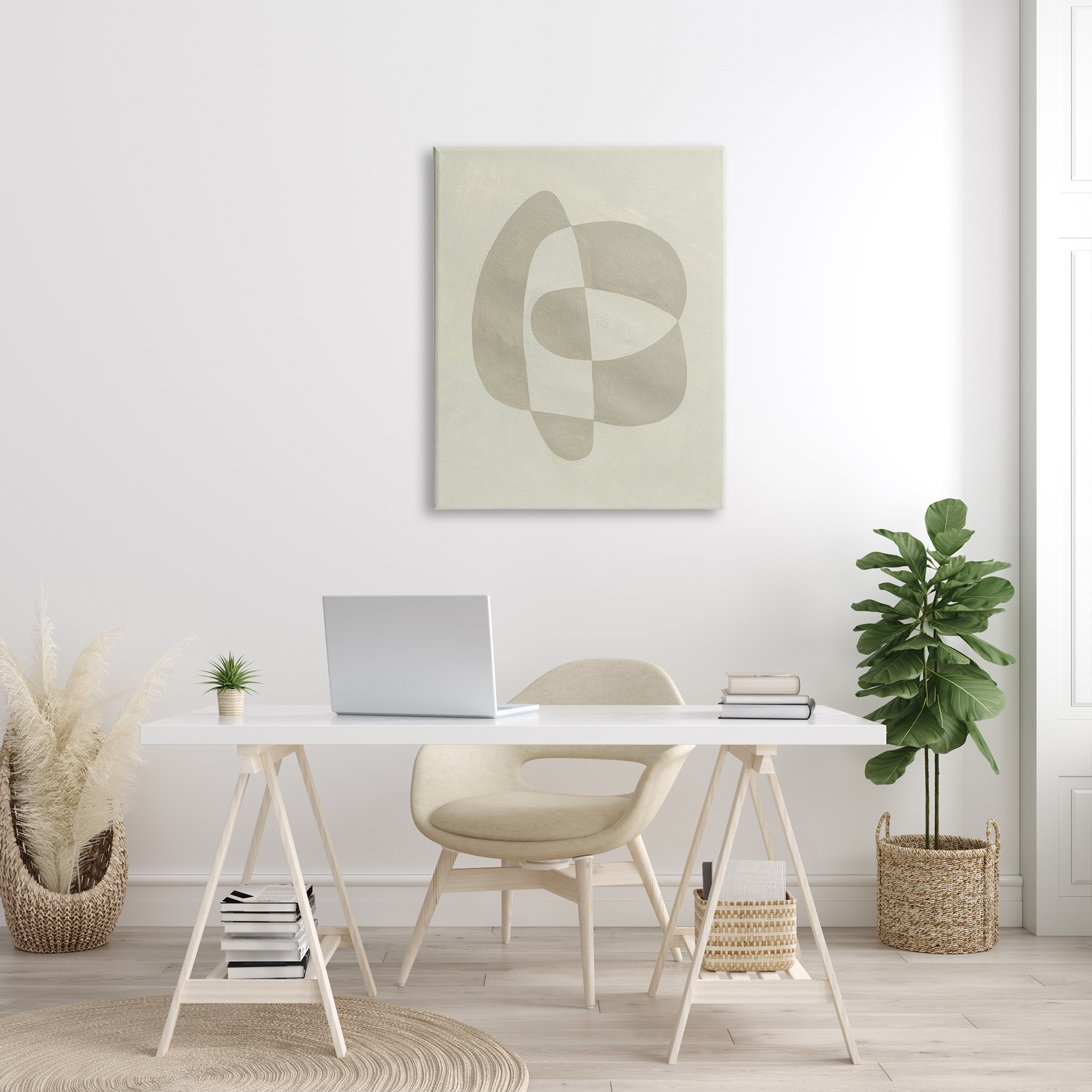 Stupell Indtries Round Contrasting Shape Abstraction Beige Tan Arrangement,30 x 40,Design by Emma Caroline&nbsp;