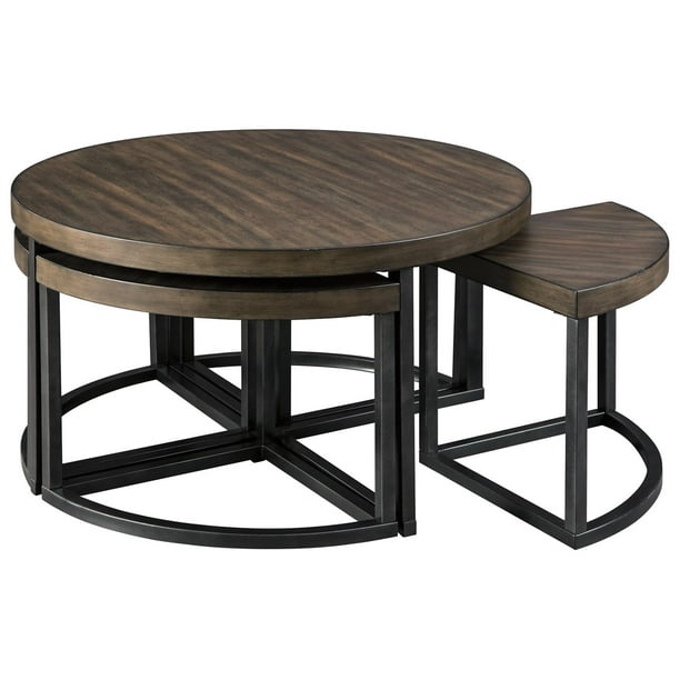Signature Design By Ashley Johurst Cocktail Table With 4 Stools Grayish Brown Black Walmart Com Walmart Com