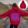 thumbnail image 2 of COMVALUE Puff Hoodie for Women, Cute Palm Pink Graphic Pullover Sweatshirt (Red, XL), 2 of 6