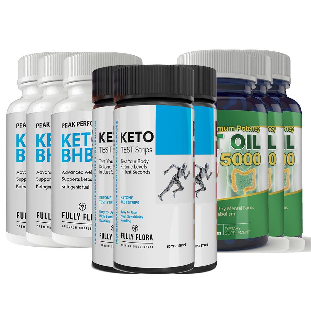 Fully Flora Keto Strips and Keto BHB and MCT Oil Combo Pack (3 sets