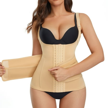 

Eleady Waist Trainer Vest for Women with Adjustable Belt Underbust Corset Cincher Tummy Control Body Shaper Sport Girdle (Beige Small)