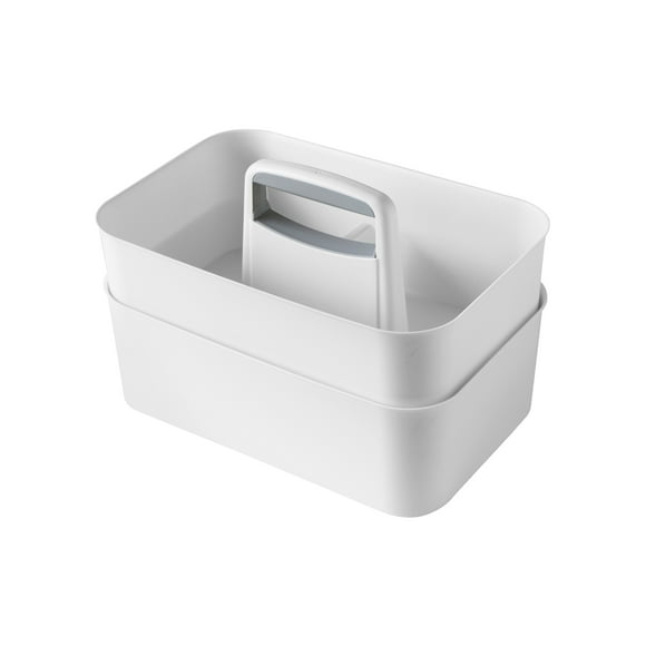 Set de 2 Canastas Organizadoras Apilables Grandes AGBOX Blancas