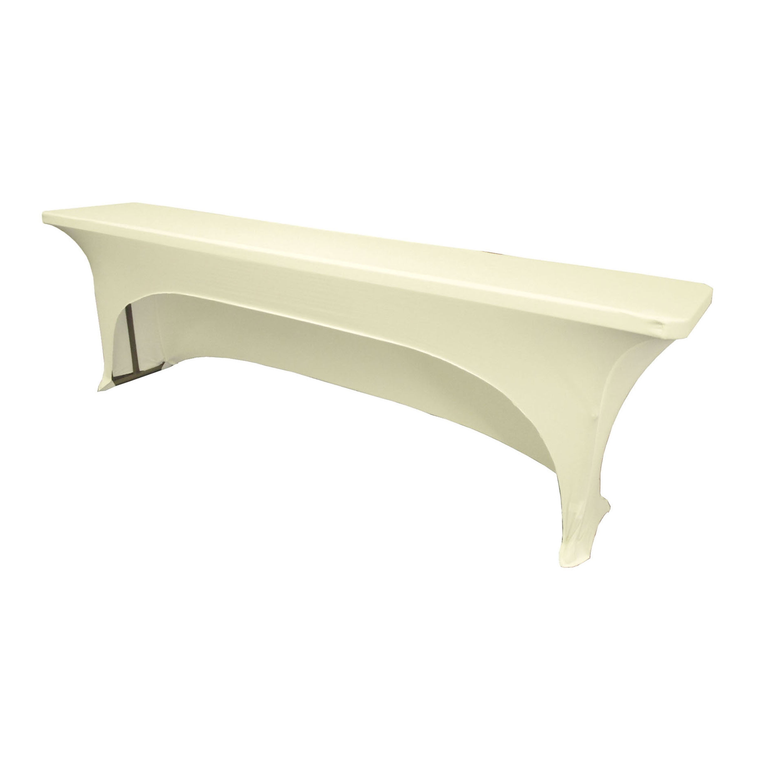 LA Linen Open Back Spandex Tablecloth For Classroom Tables, 96 by 18 by 30Inch, Ivory