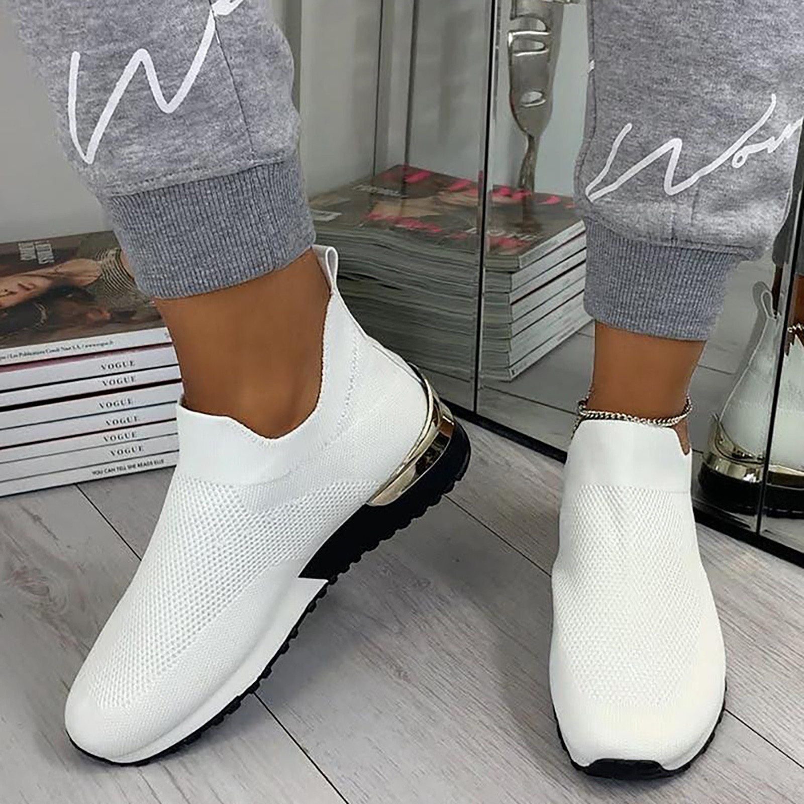 Ecqkame Womens Walking Tennis Shoes Clearance Sandals Stretch Cloth ...