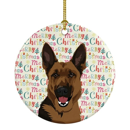 German Shepherd Black and Tan #2 Christmas Ceramic Ornament 2.8 in x 2.8 in