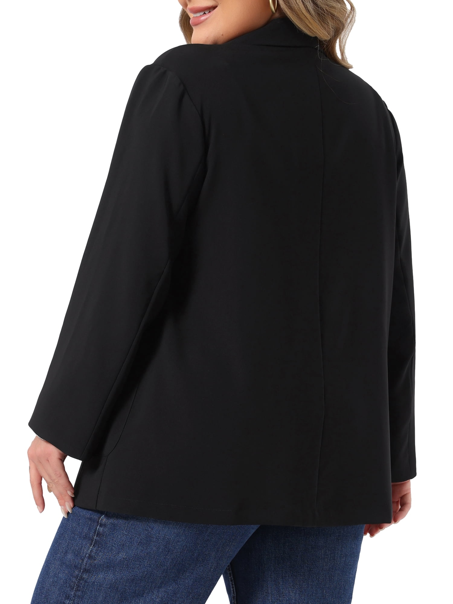 DARING DIVA Women's Plus Double Breasted with Rolled Blazer 3X Black