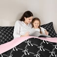 thumbnail image 4 of Erosebridal Cute Bow Knot 7 Pieces Bedding Comforter Set For Girl Kids,Ribbon Bowtie Bows Full Bedding Set,Black White,Reversible, 4 of 7