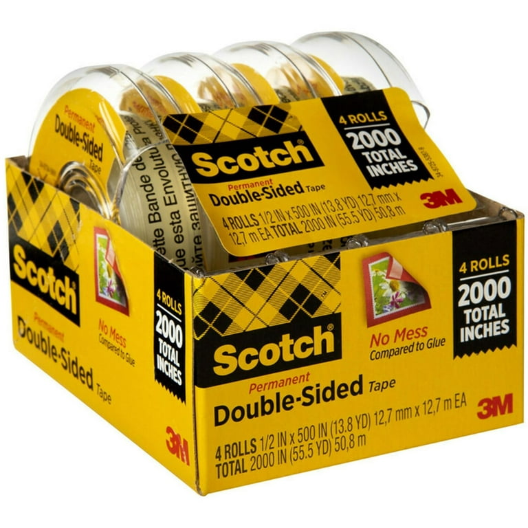 Scotch(R) 137 Photo Safe Double-Sided Tape, 1/2in. x 400in., Pack Of 4