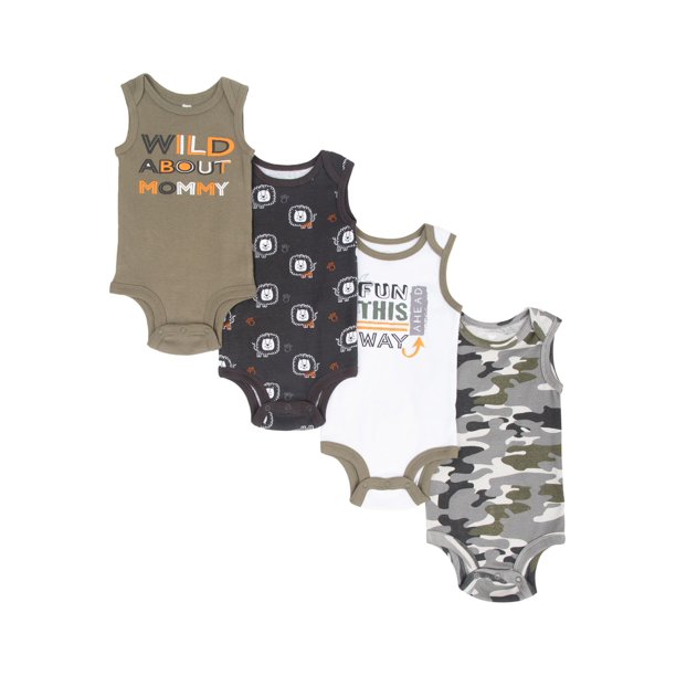 Koala Baby Koala Baby Boy Sleeveless Bodysuits, 4Pack