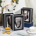 thumbnail image 4 of 12 bolsas de regalo de papel kraft con ventana transparente, 7,9 x 5,9 x 4,1 pulgadas, con asas, color blanco y negro., 4 of 9