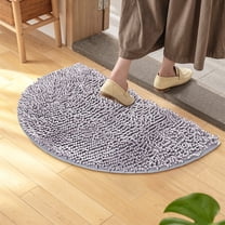 Half Round Non-Slip Bathroom Rug | Water Absorbing Foot Mat | 40x60cm Soft Microfiber Carpet for Bedroom, Toilet & Entrance | Washable & Pet-Friendly Household Mat