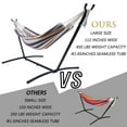 thumbnail image 6 of Hammock with Stand, Brazilian Style Hammock Bed with 9.3ft Heavy Duty Steel Stand and Carrying Bag, Portable Double Hammock for Patio Balcony Deck Indoor Outdoor, Max Load 450lbs, Easy Set Up, K3375, 6 of 9