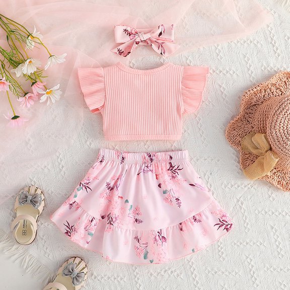 Vedolay Skorts Skirts For Girl Toddler Kids Baby Girls Birthday Princess Outfits Vest Sleeveless Tank Top Dot Mesh Tutu Skirt Set,Pink 9-12 Months