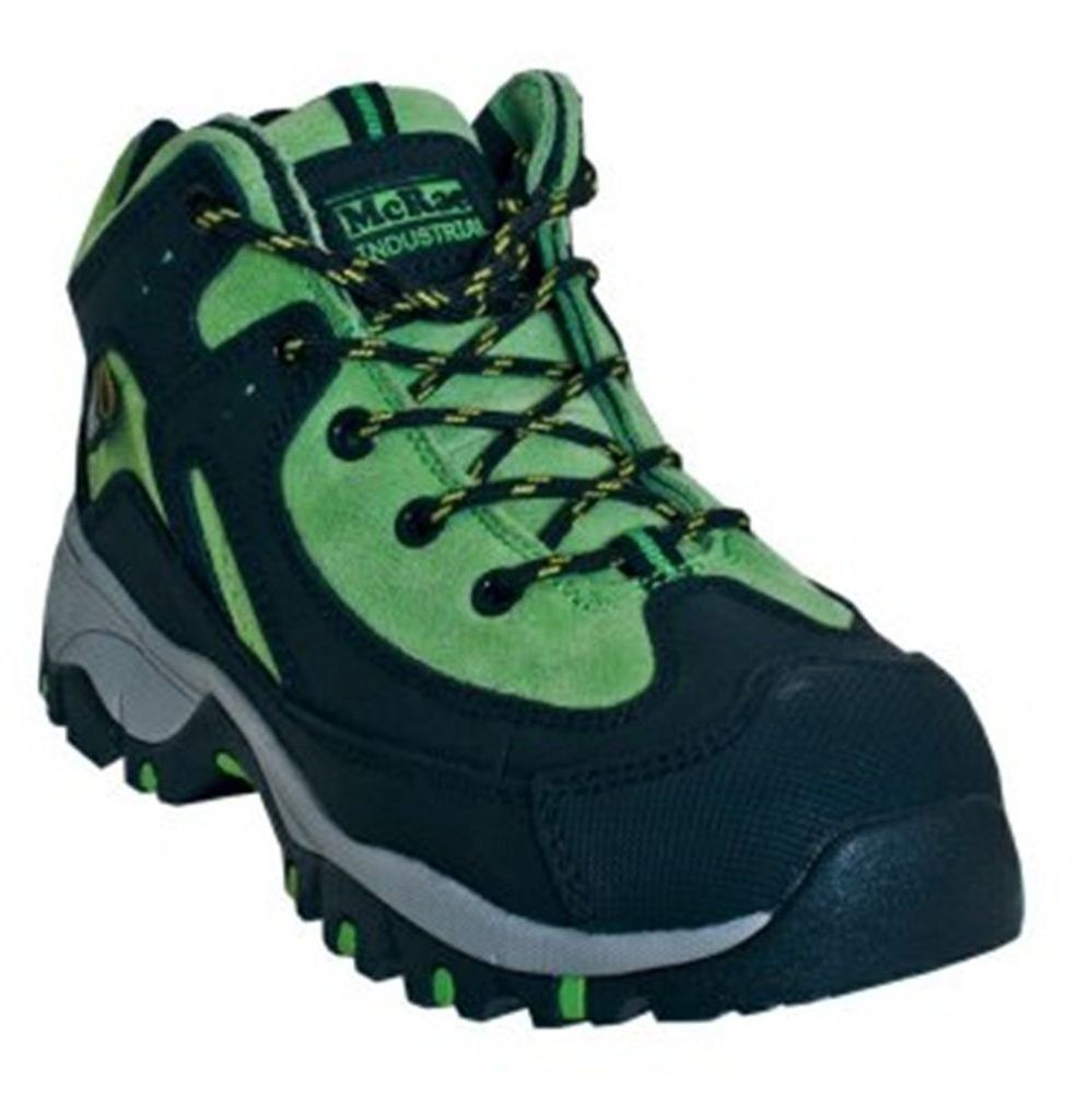 McRae Industrial Work Shoes Womens Steel Toe Hiker Black Green MR47306
