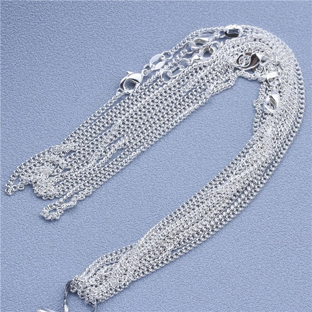 5PCS 16-30inch Silver Plated Link Chain With Stamp Necklace With Lobster Clasps For Jewelry Making