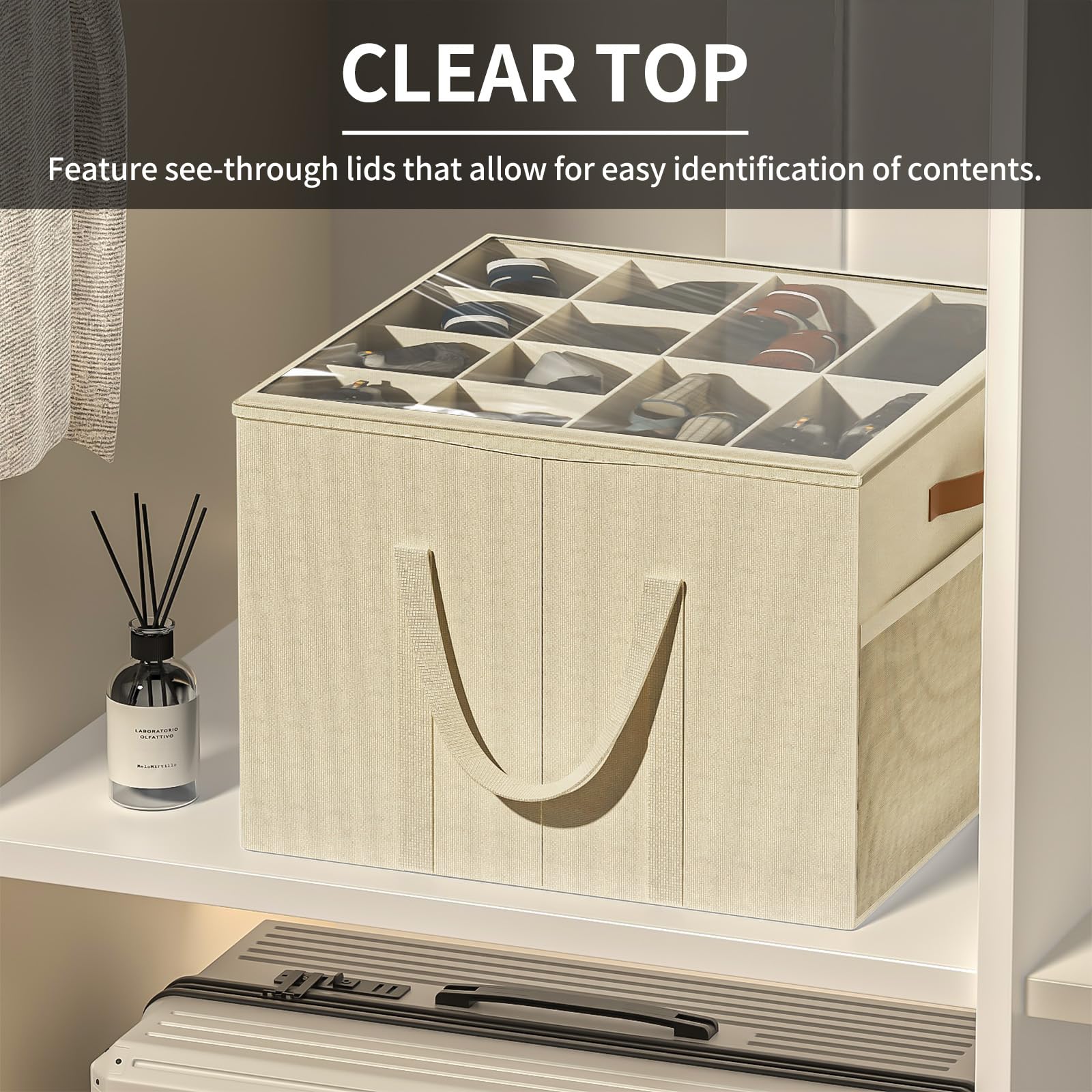 Aokeyee Shoe Storage Organizer 2-Pack, Beige photo 4