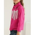 thumbnail image 4 of Fdqin Girls Western Shirt Floral Embroidered Cowgirl Shirts for Girls Long Sleeve Collared Retro Cowgirl Costume Cute Casual Blouses Hot Pink 7-8 Years, 4 of 6