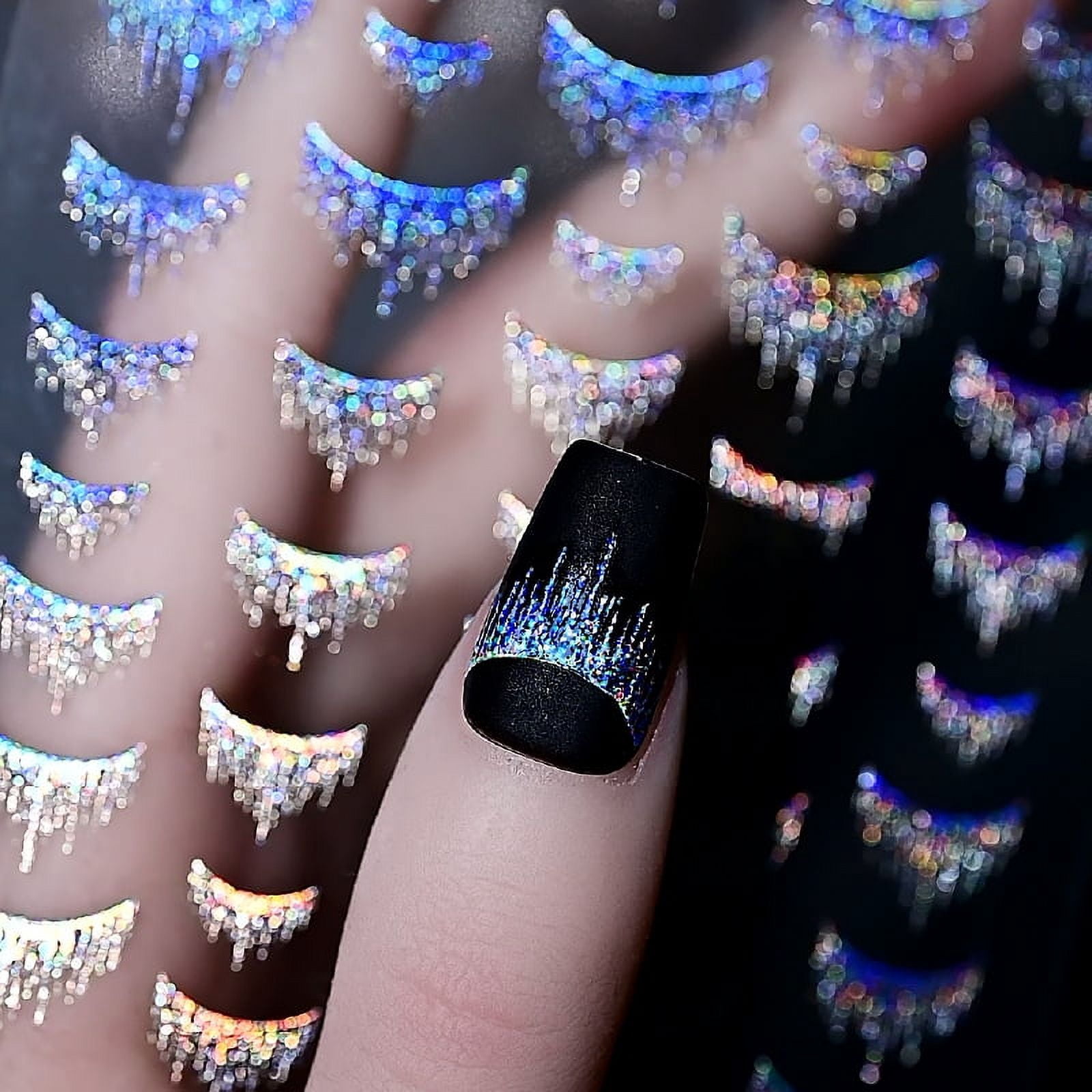 Foil stamping, aurora burst, french gradient nail stickers, crown nail appliqués, waterfall tassels, nail art decorations