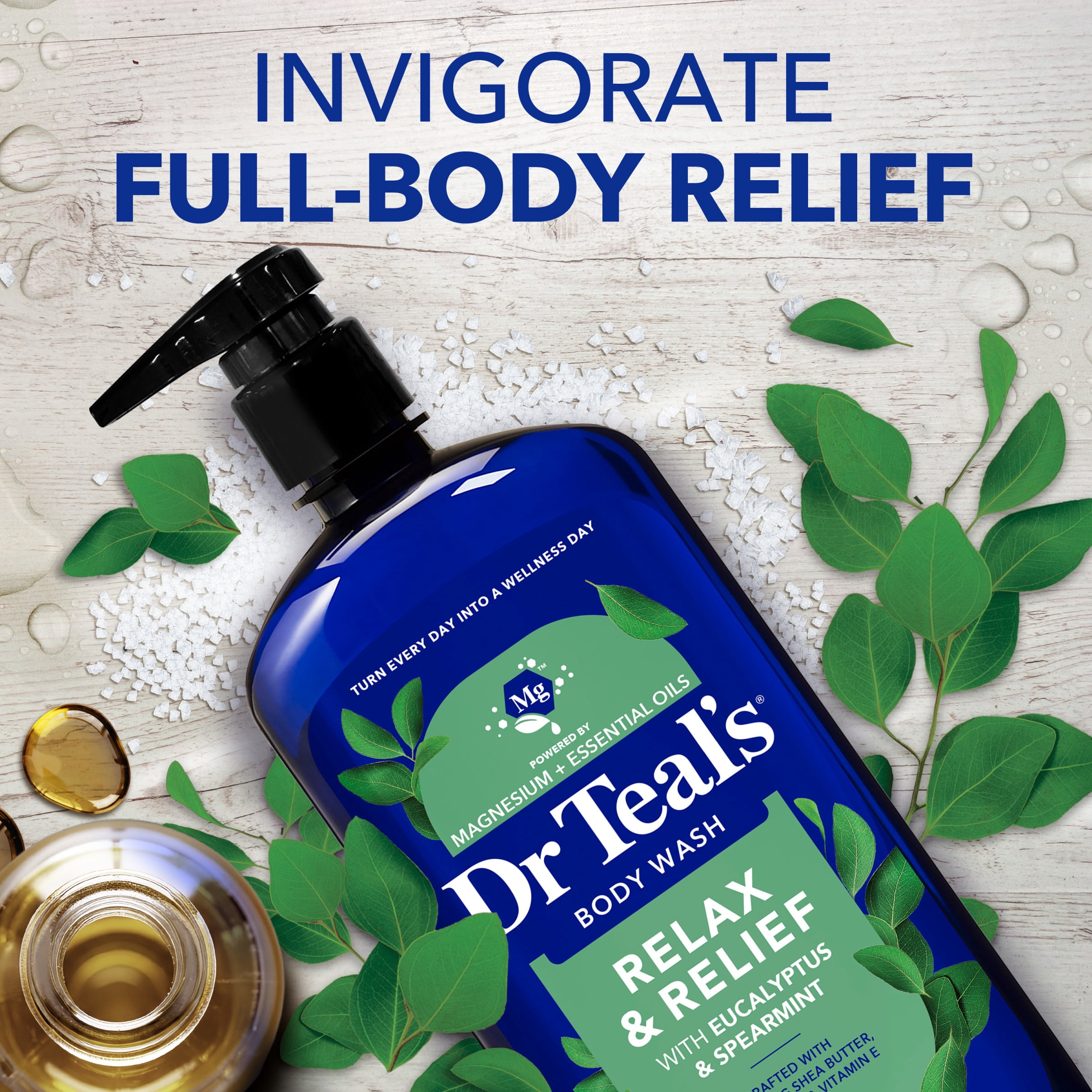 Dr Teal's Relax & Relief Body Wash with Pure Epsom Salt, Eucalyptus & Spearmint Essential Oils, 24 fl oz