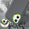 thumbnail image 6 of ELEHOLD for iPhone 17 Rugged Protective Case Multi Layer Shockproof Hidden Kickstand Hybrid Silicone Hard PC Cover for iPhone 17,Gray+Green, 6 of 9