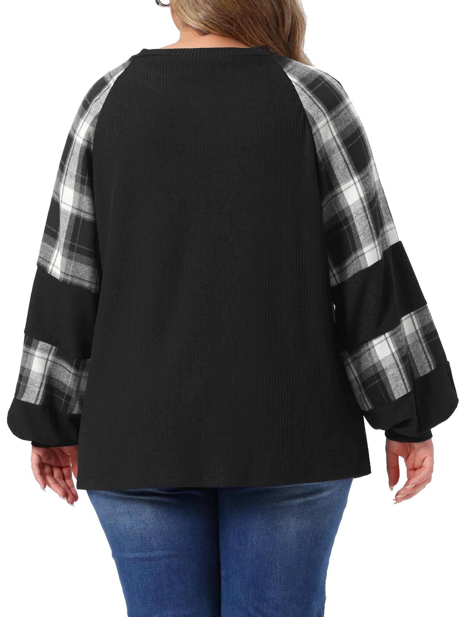 DARING DIVA Women's Plus Crewneck Cable Knit Long Sleeve Shirts 1X Black